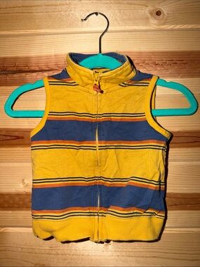 Carter's Yellow & Blue Striped Sleeveless Zip Tank